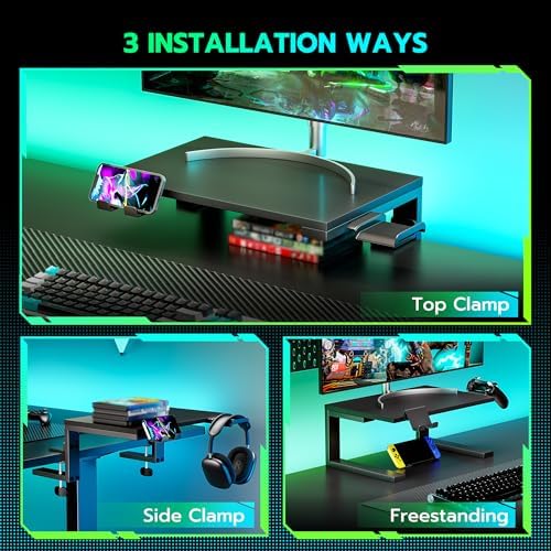 ARES WING Clamp-On 15" 3-in-1 Heavy Duty Desk Shelf Extender Black - Image 4