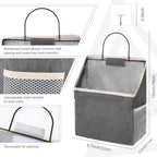 Woanger 12 Pcs Wall Hanging Storage Bag Wall Hanging Organizer Bag Over The Door Closet Basket Containers Bins with Hooks Pockets for Bedroom Bathroom, 15 x 4.3 x 8.7''(White, Dark Gray, Light Gray) - Image 2