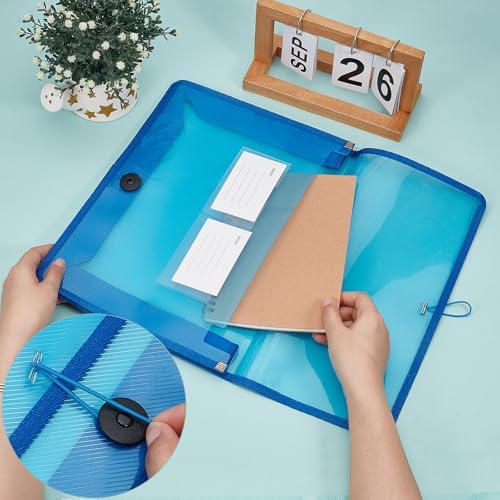 CUTHOLLOW Plastic Expandable File Organizer Folder, with Elastic Cord(No Divider), 9Pcs Waterproof Transparent Document Holder Storage for Receipt/Paper/Bill/Taxes/Letter, for School Office Home - Image 3