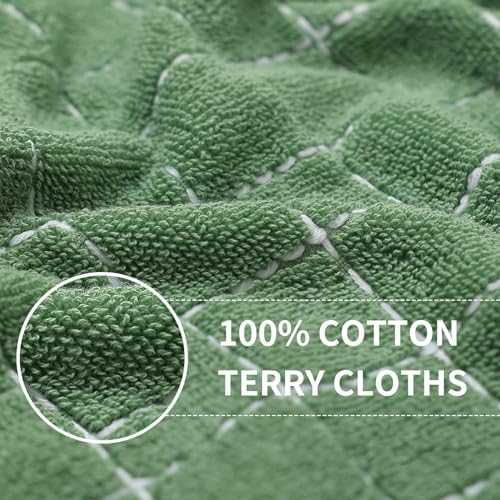 Homaxy Cotton Terry Kitchen Towels and Dishcloths Set of 10, Grass Green - Image 2