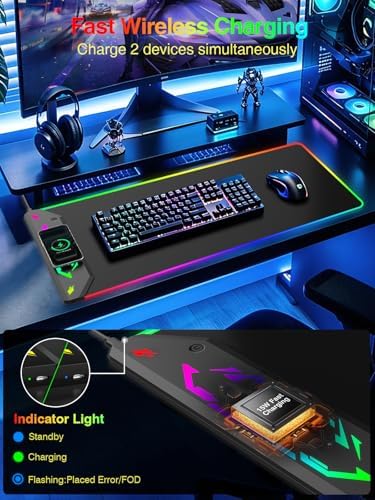 Magnetic Wireless Charging Mouse Pad Gaming, 31.5"x15.8" Large Desk Mat - Image 4