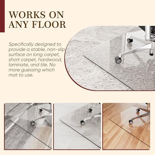 48"x72" Tempered Glass Office Chair Mat for Carpet & Hardwood Floor - Image 6