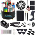 Office Supplies,Desk Accessories,Desk Organizer,Stapler,Tape Dispenser,Folding Phone Holder,Scissors,Notebook,Staple Remover,Staples,Clear Tape,Sticky Notes,Paper Clips,Bookmark,Pen,Pen pals Ect.27pcs by suniya