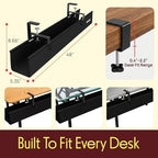 Pyle 48" Under Desk Cable Management Tray, Under Desk Wire Organizer with Clamp or Screw Mount, Desk Cable Organizer with Fabric Design for Large Workstations, Built-in Ties, 20 lb Capacity, Black - Image 6