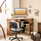 Tangkula Corner Desk, 90 Degrees Triangle Computer Desk for Small Space, Bedroom Makeup Vanity Desk with Storage Shelves & CPU Stand, Space Saving - Image 3