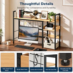 Desk Shelf, 38.6" Desk Hutch with Pegboard Hooks Set, Natural - Image 7