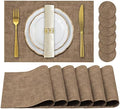 Faux Leather Placemats Set of 6,Heat Resistant Placemats for Dining Table, Easy Clean Non-Slip Place Mats, Waterproof Stain Resistant Wipeable Washable PU Table Mats, (Coffee) by JUCCWARM