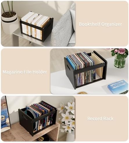 Bamboo Hanging File Organizer, Desk File Box, Open Top, 2 Pack, Black - Image 6