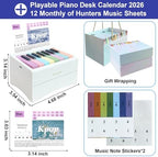 Piano Calendar 2027 Desk Calendar, Magical Music Themed Singer Kpop Playable Piano Desk Calendar 2027, Demon Mini Piano With 12 Music Scores in 13 Cards Gifts for Hunters Fans Home Decor - White - Image 2
