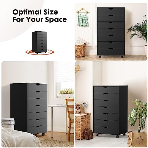 OLIXIS 7 Drawer File Cabinet on Wheels, Printer Stand - Image 6