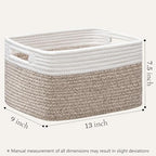 4 Pack Storage Baskets for Organizing, Woven Baskets for Shelves, White&Light Brown - Image 2