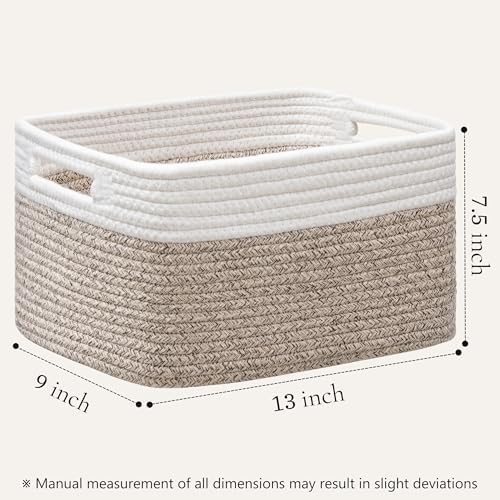4 Pack Storage Baskets for Organizing, Woven Baskets for Shelves, White&Light Brown - Image 2