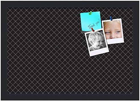 PinPix 19x13 inch Cork Bulletin Board. This Decorative Framed Pin Board Comes with Diamond Pattern in Black Design and Satin Black. Ideal for Home, Office Decor or School (PinPix-120) - Image 2