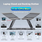 Adjustable Laptop Stand for Desk with Docking Station 11-in-1, Aluminum Laptop Riser with USB Hub 360°Swivel Dual Display 4K60Hz HDMI Gigabit Ethernet USB3.0 PD100W for MacBook Pro Air/Dell/HP 7-15.6" - Image 4
