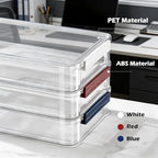 2 Pcs Plastic Storage Bins - Scrapbook Paper Organizer & Craft Storage Organizer, Plastic File Box for A4 Paper, Files, Stationery - Stackable Storage Boxes for Home/Office/School - Image 2