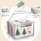 Tenceur Acrylic Greeting Card Organizer & Storage Box with 20 Colorful Removable Adjustable Dividers and Labels for Holiday Birthday Wedding Cards Photos, Crafts, Scrapbooking, Paper, Envelopes - Image 3