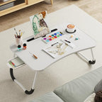 Lap Desk Bed Trays for Eating and Laptops Breakfast in Bed Tray for Sofa/Couch/Study/Reading/Writing with Cup Holder/Drawer On Low Sitting Floor Large Portable Foldable (White) - Image 5