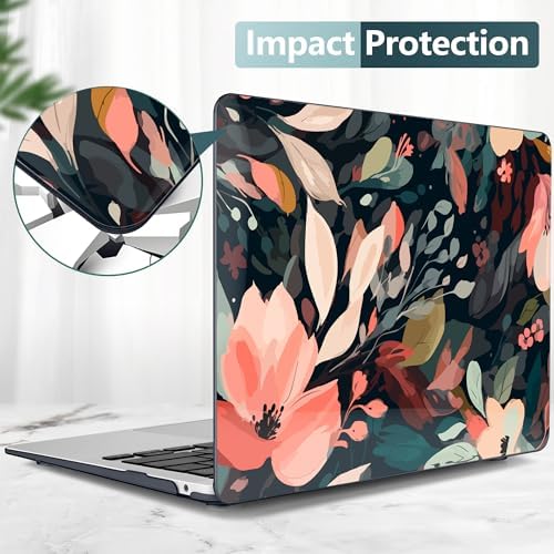 DONGKE Compatible with MacBook Air 13 inch Case 2021 2020 2019 2018 Release A2337 M1 A2179 A1932 with Retina Display & Touch ID, Plastic Hard Shell & Keyboard Cover - Painted Florals - Image 5