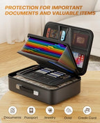 Fireproof Document Box with Lock, Hard Case Safe Box Water Resistant Document Organizer for Important Documents, Passports, Certificates & Cash, Portable File Storage for Home Office, Black - Image 5