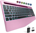 Hamile Wireless Backlit Keyboard with Wrist Rest, Rosepink by Hamile