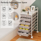 6-Tier Utility Cart with 6 Drawers, Rolling Utility Cart with 2 Lockable Caster Wheels, Multipurpose Mobile Rolling Drawer Cart for Office Bathroom Kitchen, Gray - Image 5