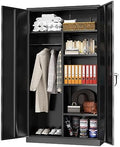 Greenvelly Metal Storage Cabinet with Lock Door,72" Locking Steel Storage Wardrobe Cabinet,Employees Locker Closet Clothing Coat Steel Wardrobe Cabinet with Hanging Rod for Garage,Home Office,Gym by Greenvelly