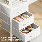 Huuger L Shaped Office Desk with Power Outlets & 3 Drawers - Image 6