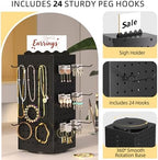 Urban Deco 360° Rotating Pegboard Display Stand - 24 Hooks, Signage, Black - Image 4