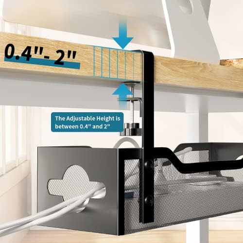 Under Desk Cable Management Tray No Drill, Metal Mesh Cable Management Under Desk with Clamp Mount, 2 Hole Cable Tray with Wire Management and Cord Organizer for Home Office Standing Desk (Pack of 15) - Image 3