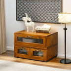 2-pc Stackable Storage Drawers - See-Through Wooden Storage Cabinets - 2-Level Desktop Organizing Cabinet with 3 Drawers - Solid Wood Storage Box with Display & Metal Handles… - Image 2