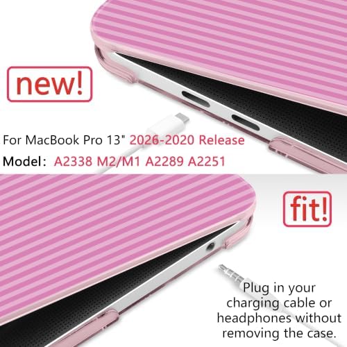 DONGKE Case for MacBook Pro 13 Inch (2026-2020 Models A2338 M2 M1/A2251/A2289), Pink Stripes Hard Shell Case with Keyboard Protector, Compatible with Retina Display and Touch Bar - Image 3