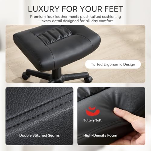 Adjustable Height and Tilt Adjustable Rolling Footrest Stool with Wheels - Image 5