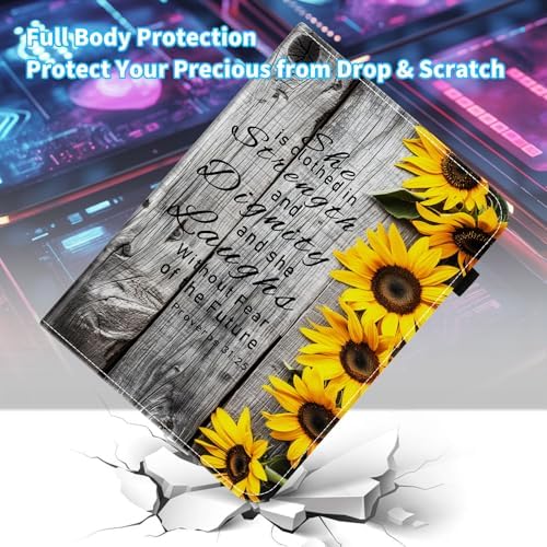 Case for Samsung Galaxy Tab S11 Ultra 14.6 Inch 2025(SM-X930/X936B),Card Slot PU Leather TPU Case Pen Holder Auto Wake Sleep,Sunflower Bible Verses Proverbs 31:25 - Image 3