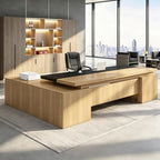 Executive Desk, L Shaped Executive Office Desk with Locking Drawer & File Cabinet, 1'' Thick Desktop, Large Office Desk with Storage, Modern Executive Computer Workstation for Home Office & Business by Unknown
