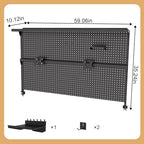 Metal Pegboard Desk Organizer with Dual Monitor Stand, 59x35 Inch Large Privacy Panel with 3 Accessories, Sturdy Gaming & Office Desk Wall Organizer, Black - Image 2