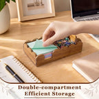 Threehoney Scalloped Acacia Wood Sticky Note Holder, 3x3 Wooden Sticky Notes Organizer for Note Pads, Paper Clip Storage, Decorative Post & Memo Pads Holder for Office, Home, Teacher Gift - Image 4