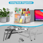 360 Degree Acrylic Desk Organizer Clear Pen Holder for Desk Kids 2 Packs - Image 5