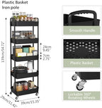 Sywhitta 5-Tier Plastic Rolling Utility Cart with Wheels,Black - Image 3