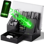 LADSTAG Leather Phone Docking Station for Men - Desk or Nightstand Organizer - Birthday Gifts for Husband, Dad - Anniversary Idea from Wife - Key Holder, Stand Wallet, Watch & Essentials by LADSTAG