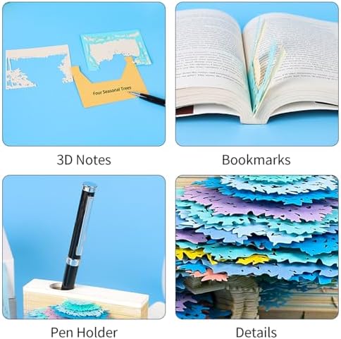 3D Memo Pad Tree Model Colorful 3D Sticky Notes Paper Notes,3D Art Notepad with Pen Holder (The Spring Tree) - Image 4