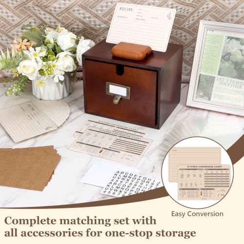 4x6 Wood Recipe Box with Cards and Dividers Vintage Recipe Card Box - Image 5
