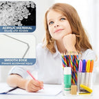 Sabary 12 Pcs Acrylic Pencil Holder with 3 Compartments, Clear Desktop Pen and Sticky Note Holder Makeup Brush Organizer Cup for Desk Home Vanity Office Classroom Stationery Supplies - Image 3