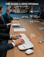 White Ergonomic Wireless Keyboard and Mouse Combo, 2.4G Full Size Ergo Wave Key Board with Cushioned Plam Rest, Natural Typing, 3 DPI Adjustable Silent Mouse for Computer/Laptop/Windows/Mac - Sablute - Image 6