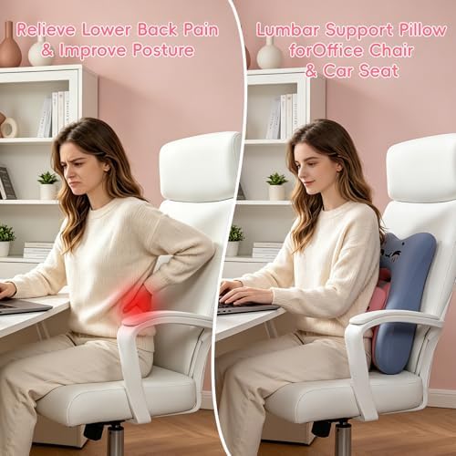 BEBAS Ergonomic Memoery Foam Lumbar Support Pillow for Car & Office, Blue - Image 5