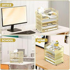 Daltack 6-Tier Paper Organizer for Desk with Handle, Gold, 2 Pack - Image 6