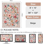 DUKINO 9x12 Area Rug for Living Room, Floral Washable Rug Non Slip, Beige - Image 2