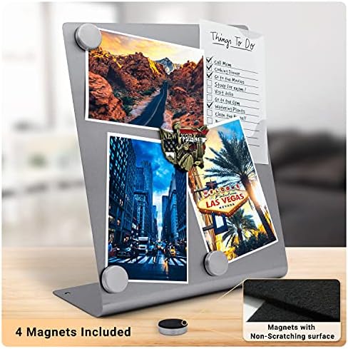 Large Magnetic Bulletin Board for Tabletops – Dry Erase Memo Board with Stand – Metal Easel for Magnet Display – 12x10 Inches + 4 Magnets - Image 4