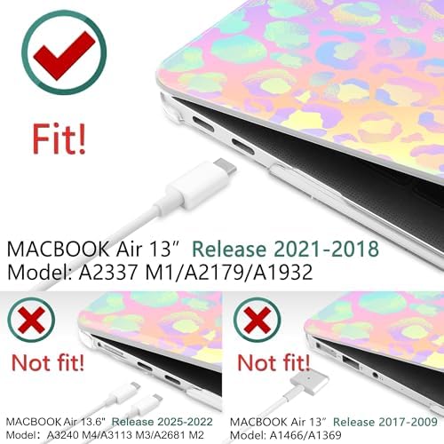 DONGKE for MacBook Air 13 Inch Case 2021-2018, Compatible with A2337 M1 A2179 A1932 Support Retina Display & Touch ID, Hard Shell Plastic Cover with Keyboard Skin - Leopard Print - Image 3