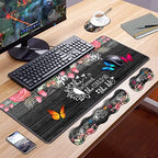Ergonomic Keyboard Wrist Rest and Mouse Pad Wrist Rest Set, Large XXL Gaming Desk Mat 31.5"x 11.8",Non-Slip Base, Memory Foam,Easy Typing Pain Relief, Floral Quote She Believed She Could So She Did - Image 7