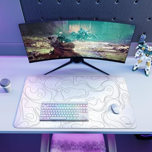 Cacoy 36"x20" Topographic Gaming Mouse Pad XXL, Extended Computer Desk Mat - Image 3
